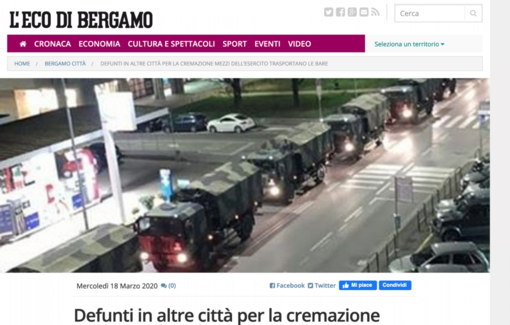 Arrivano a Novara feretri da cremare da Bergamo Arrivano a Novara feretri da cremare da Bergamo