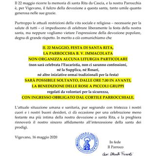 Vigevano, la parrocchia dell'Immacolata celebra Santa Rita