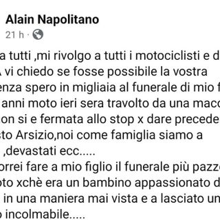 Il post di Alain Napolitano su Facebook