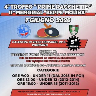 Tennistavolo: torneo "prime racchette", il TT Vigevano 1999 organizza la quinta prova del circuito