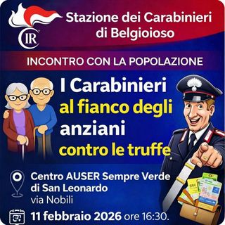 San Leonardo, incontro per la prevenzione truffe tra la popolazione e l’Arma dei Carabinieri