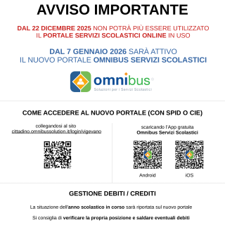 Online dal 7 gennaio il nuovo portale Omnibus servizi scolastici Vigevano