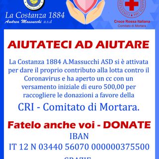 Mortara, anche la Costanza 1884 dà il proprio contributo per l'emergenza