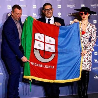 Giovanni Toti in sala stampa al Casinò di Sanremo