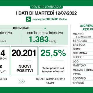 Covid, in provincia di Pavia 1.206 casi, in Lombardia oltre 20mila