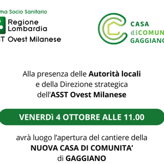 Gaggiano: il 4 ottobre partono i lavori per la Casa di Comunità