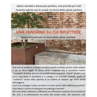 Vigevano: &quot;Una panchina su cui riflettere&quot;, iniziative nella Giornata Mondiale per la Salute Mentale