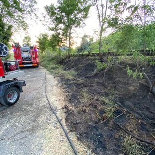 Pieve del Cairo: a fuoco un tratto di ciglio stradale sulla provinciale 28