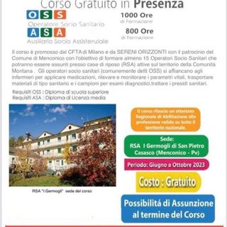 A Menconico un corso completamente gratuito per operatori socio-sanitari