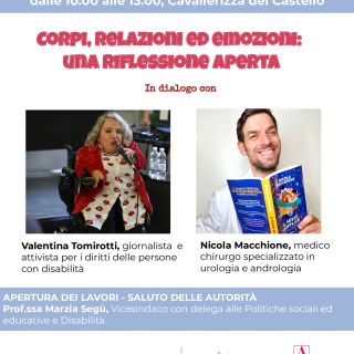 Vigevano: &quot;Corpi, relazioni ed emozioni: una riflessione aperta&quot;. Incontro con Valentina Tomirotti e Nicola Macchione