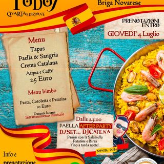 A Briga Novarese, torna per la Quarta edizione “Paella para Todos” e la novità: il &quot;Paella After Party&quot;