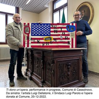 Cassolnovo, Luigi Dellatorre ha donato il trittico: Back from New York N.46