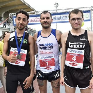Il podio maschile della Scarpadoro Half Marathon 2023