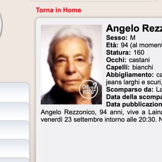 Si cerca nonno Angelo: è scomparso da 11 giorni a Lainate