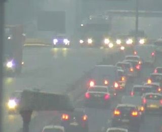 La situazione intorno alle 7.40 immortalata dalle webcam di Autostrade per l'Italia