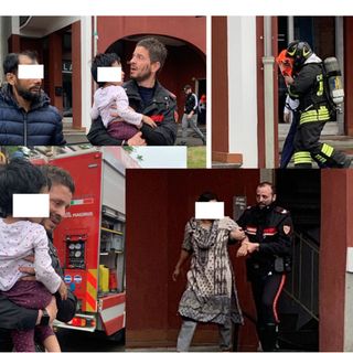 FOTO. Il rogo, la paura e quella bimba tra le braccia del carabiniere: «Grazie, siete degli eroi»