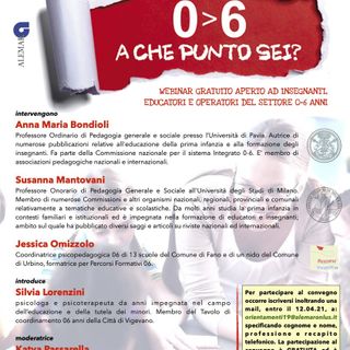 Vigevano, venerdì 16 aprile il convegno online &quot;ZeroSei a che punto sei?&quot;