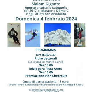Torna il trofeo di sci “Aldo Pollini”: appuntamento domenica 4 febbraio a Courmayeur