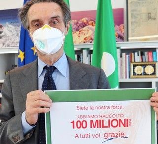 Coronavirus, il presidente Fontana: «Grazie alla generosità dei lombardi: cento milioni in donazioni»