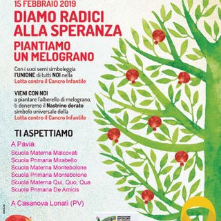 15 febbraio 2019 - XVIII Giornata Mondiale contro il Cancro Infantile: Melograni in città per dare radici alla speranza di guarigione