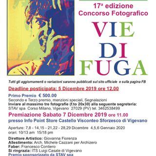 Vigevano: il 7 dicembre si terrà la premiazione della 17° edizione del concorso fotografico &quot;Vie di Fuga&quot;