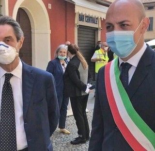 Attilio Fontana con il sindaco di Codogno, Francesco Passerini