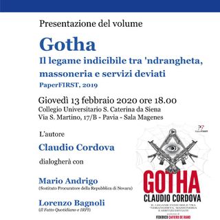Il 13 febbraio a Pavia la presentazione di “Gotha”: Cordova dialoga con il pm Andrigo, che indagò sul delitto Fortugno