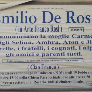 Martedì a Robecco i funerali di Franco Rosi