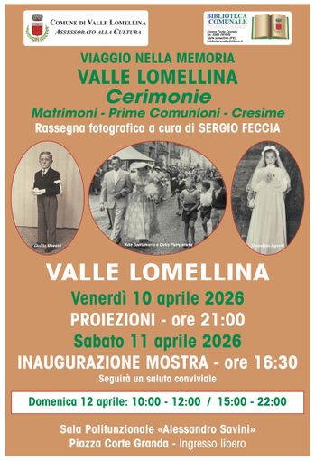 Valle Lomellina, "Viaggio nella memoria": mostra fotografica di cerimonie, matrimoni, prime comunioni, cresime