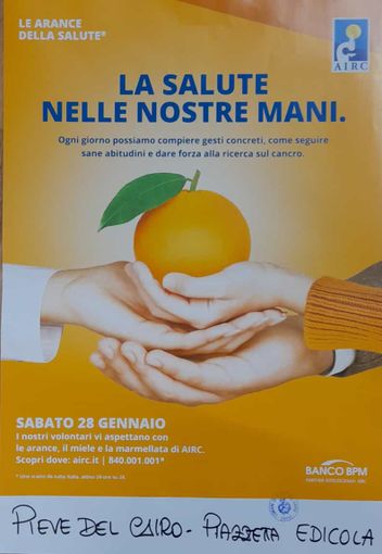 Pieve del Cairo: sabato 28 gennaio tornano le arance dell'Airc