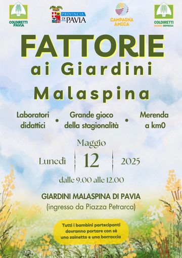 Scuola, Coldiretti trasforma i Giardini Malaspina in una maxi-fattoria didattica per gli studenti pavesi Scuola, Coldiretti trasforma i Giardini Malaspina in una maxi-fattoria didattica per gli studenti pavesi