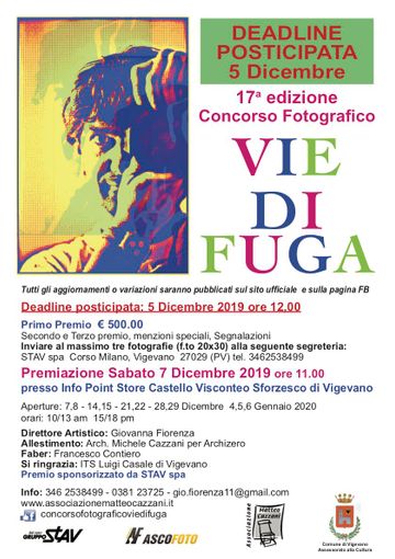 Vigevano: il 7 dicembre si terrà la premiazione della 17° edizione del concorso fotografico "Vie di Fuga"