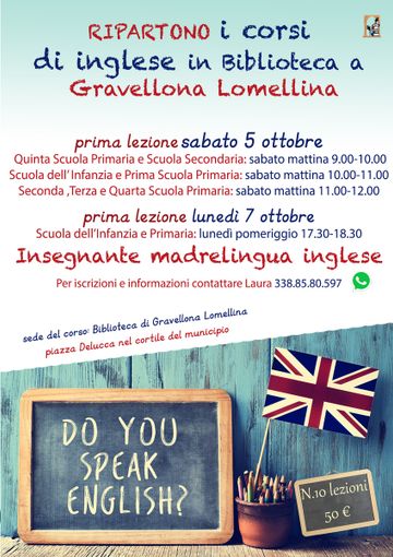 Gravellona: al via i corsi di inglese riservati ai bambini