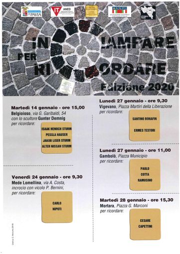 Pavia e provincia: presentato il progetto pietre d'inciampo per il 2020 Pavia e provincia: presentato il progetto pietre d'inciampo per il 2020
