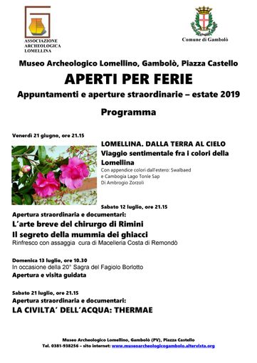 Al Museo Archeologico Lomellino prende il via “Aperti per ferie” Al Museo Archeologico Lomellino prende il via “Aperti per ferie”