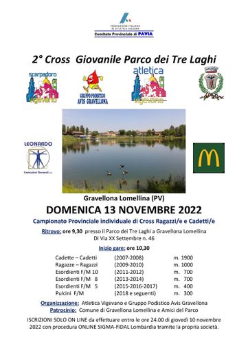 Atletica Vigevano: è tutto pronto per le 3 campestri in programma a novembre Atletica Vigevano: è tutto pronto per le 3 campestri in programma a novembre