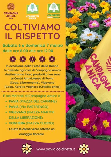 Festa della donna, i mercati di Campagna Amica Pavia donano prodotti a km zero ai Centri Antiviolenza