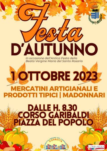 Corbetta: domenica arriva la Festa d’Autunno Corbetta: domenica arriva la Festa d’Autunno