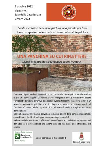 Vigevano: "Una panchina su cui riflettere", iniziative nella Giornata Mondiale per la Salute Mentale