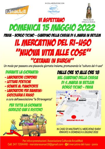 Torna a Pavia il Mercatino del Ri-Uso: appuntamento domenica 15 Maggio a Borgo Ticino