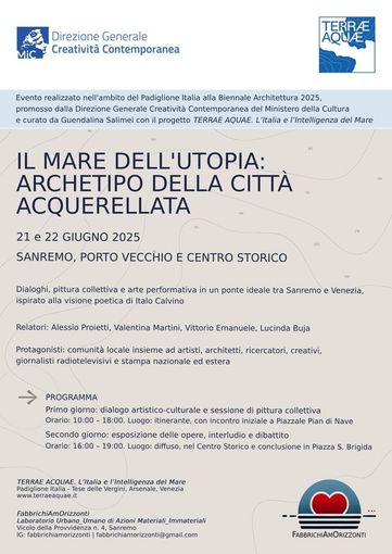 Un ponte ideale tra Sanremo e Venezia grazie a &quot;Il Mare dell’Utopia: Archetipo della Città Acquerellata&quot;