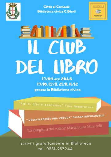 Gambolò, da martedì prossimo al via l’iniziativa “Club del Libro” Gambolò, da martedì prossimo al via l’iniziativa “Club del Libro”