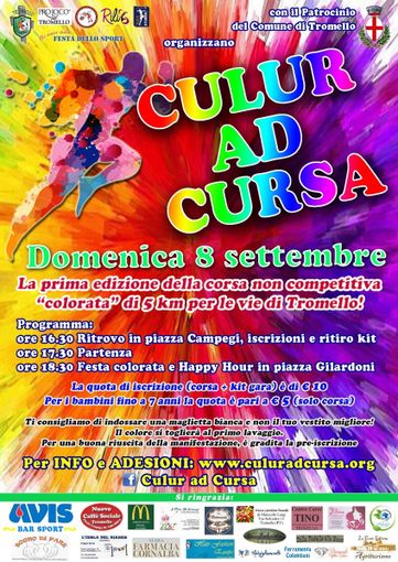 Tromello: domenica 8 settembre si corre con "Culuradcursa"