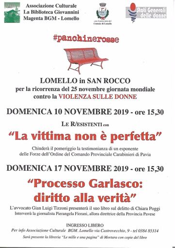 Lomello, due pomeriggi per dire “no” alla violenza sulle donne Lomello, due pomeriggi per dire “no” alla violenza sulle donne