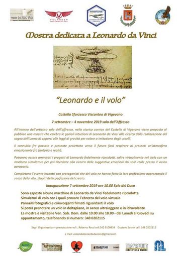 Vigevano, proseguono le celebrazioni leonardiane con la mostra "Leonardo e il Volo"