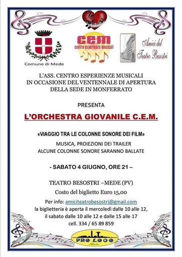 Mede, un viaggio tra le musiche per film e trailers al Teatro Besostri Mede, un viaggio tra le musiche per film e trailers al Teatro Besostri