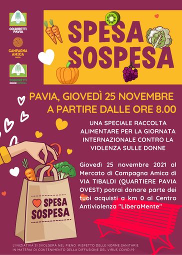 Violenza sulle donne, una “spesa sospesa” al mercato di Campagna Amica a Pavia