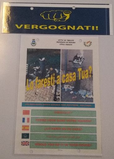 Uso improprio dei cestini: Trecate lancia la campagna “Lo faresti a casa tua?”