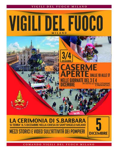 Ricorrenza di Santa Barbara: caserme dei Vigili del Fuoco di Magenta, Corbetta, Inveruno e Abbiategrasso aperte al pubblico Ricorrenza di Santa Barbara: caserme dei Vigili del Fuoco di Magenta, Corbetta, Inveruno e Abbiategrasso aperte al pubblico