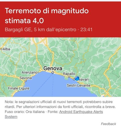 Genova, nuova forte scossa di terremoto avvertita in tutta la città: magnitudo del 3,5